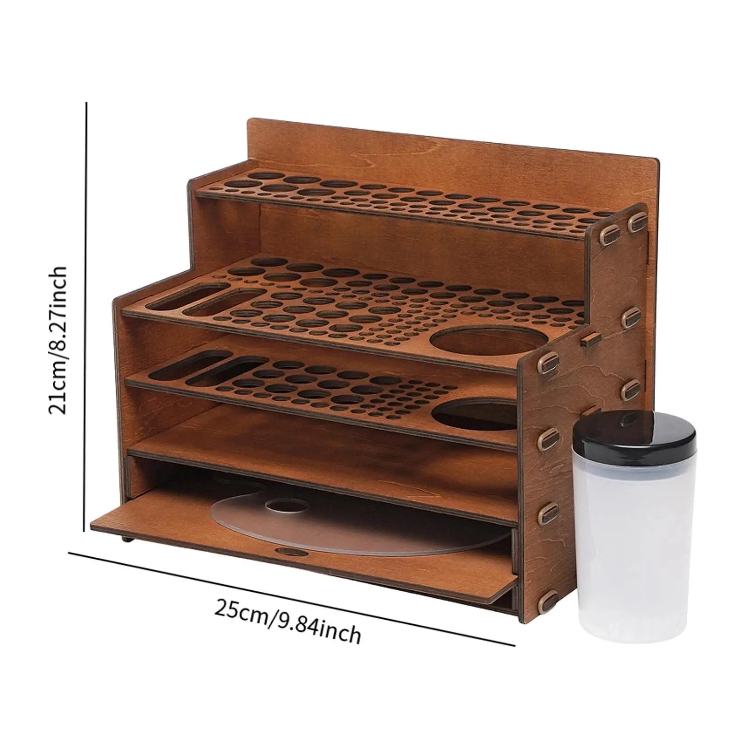Paint Storage Organizer Wooden Paint Organizer with 98 Holes Painting Brush Holder Large Capacity Drawer Sturdy Stationery Rack