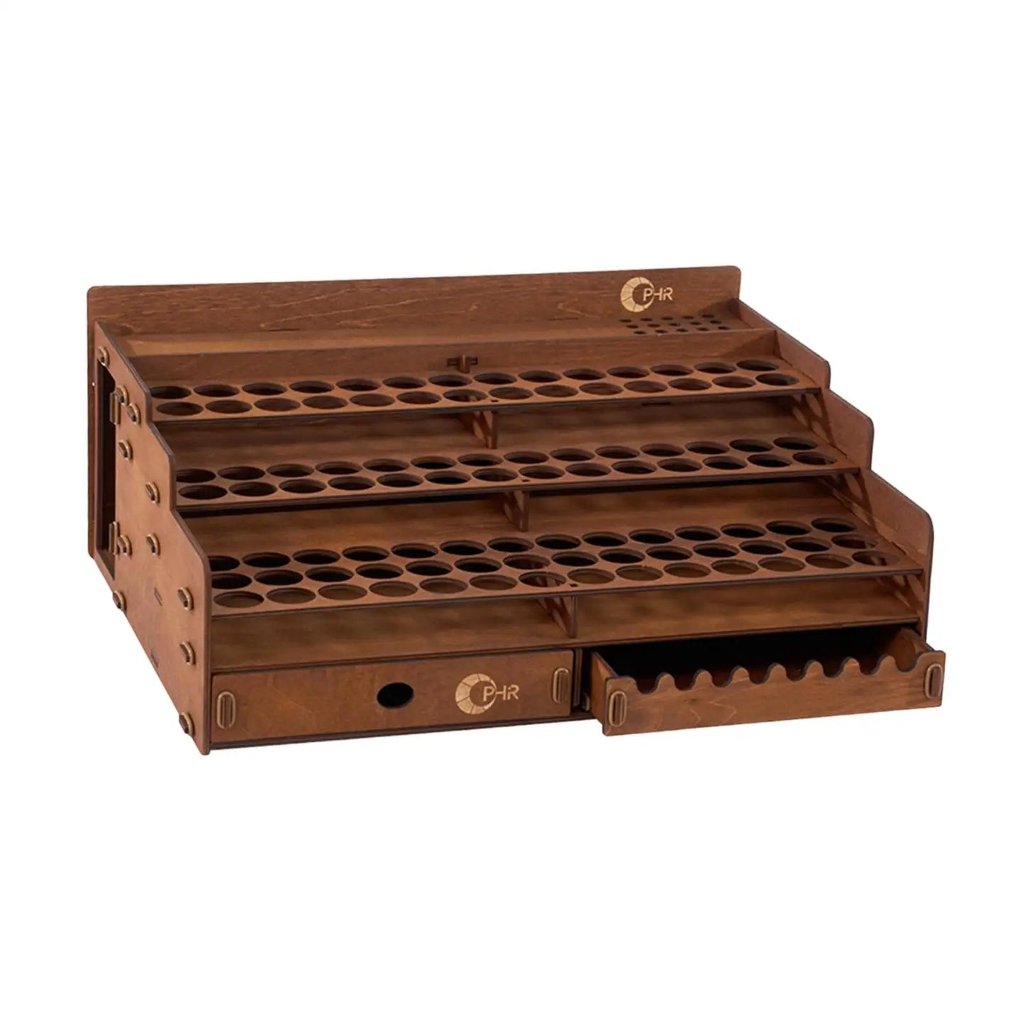 Paint Storage Organizer Wooden Paint Organizer with 98 Holes Painting Brush Holder Large Capacity Drawer Sturdy Stationery Rack