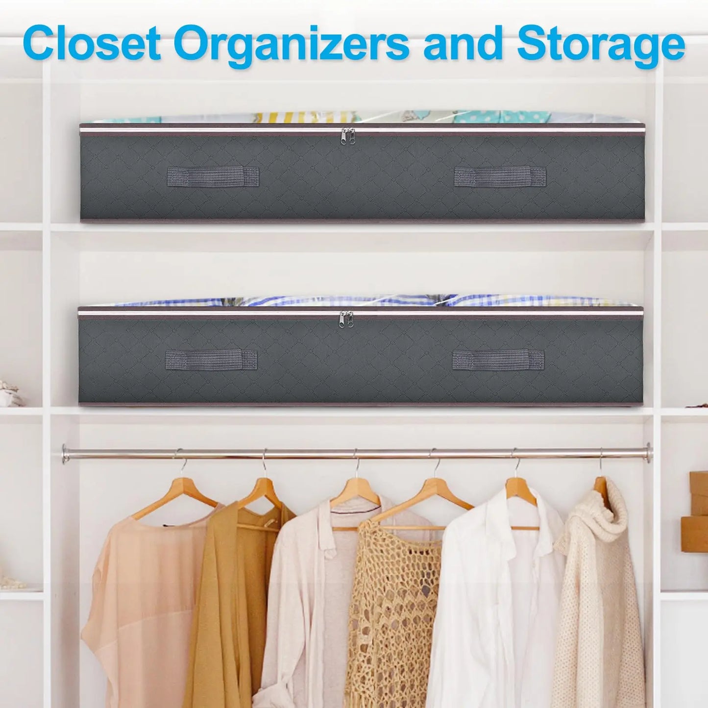Foldable Under Bed Storage Containers with Clear Window Underbed Toy Organizers and Clothing Storage Bags Closet Storage Bins