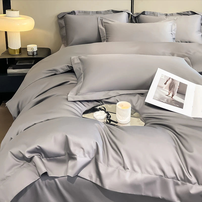 Egyptian Cotton  Solid Color Bedding Set Ultra Soft Comfortable Quality Premium 1000TC Duvet Cover Set 3pcs 220x240cm