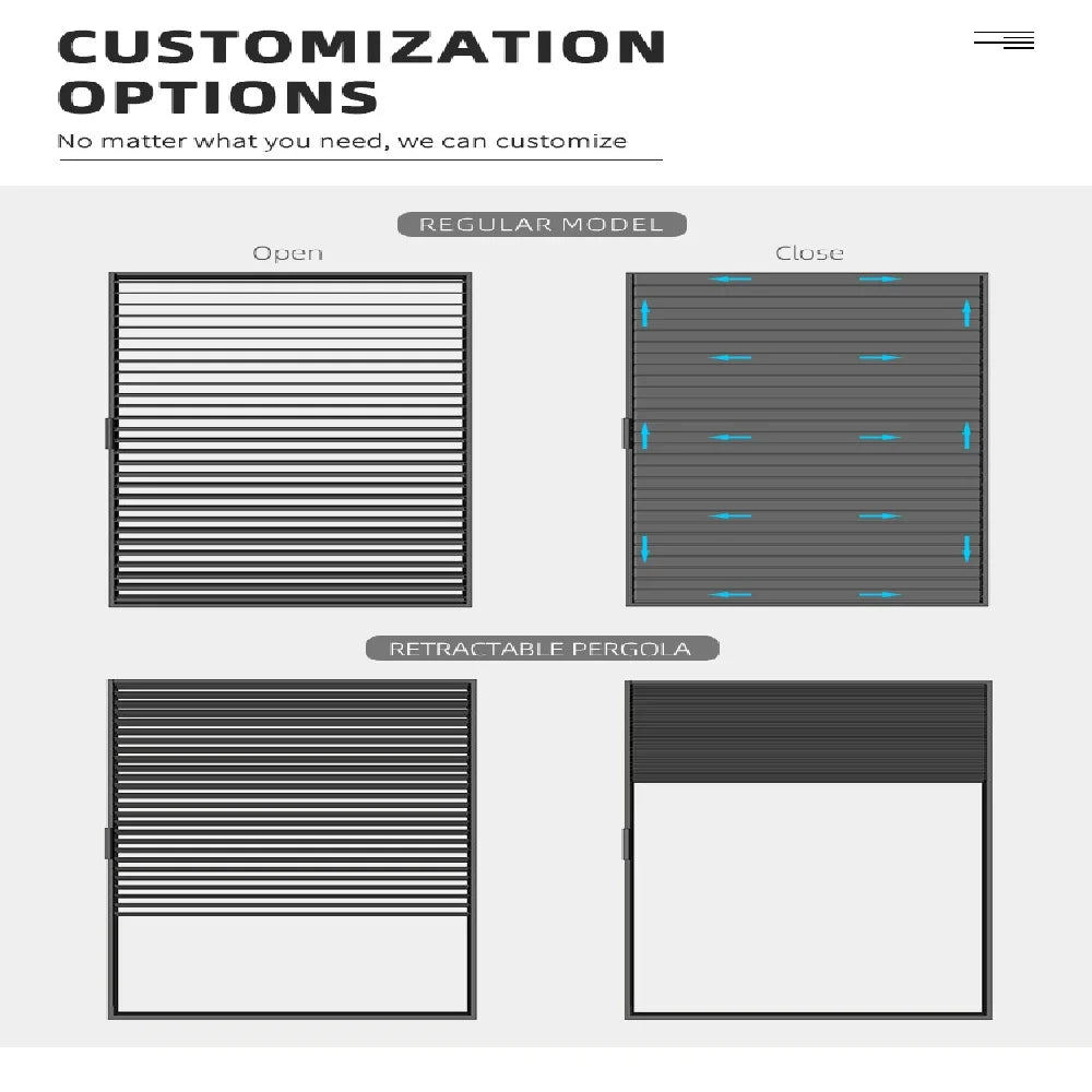 Aluminum Bioclimatic Pergola with Adjustable Louvers and Glass Sliding Doors – Ideal for Rooftop Lounges or Modern Balconies