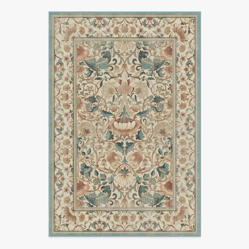 Living Room Carpet Large Size Bedroom Bedside Floor Mat Machine Washable Carpets Spring Flowers Plant Retro Home Decoration Rug