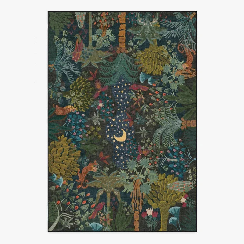 Living Room Carpet Large Size Bedroom Bedside Floor Mat Machine Washable Carpets Spring Flowers Plant Retro Home Decoration Rug