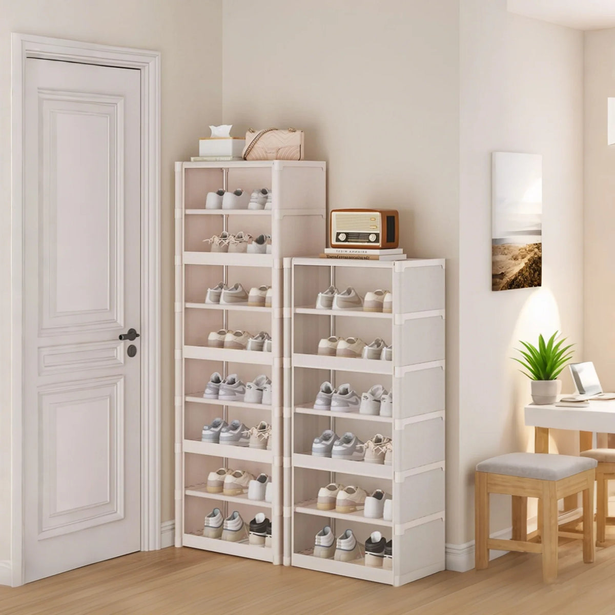 Large Capacity Shoe Organizer Dustproof Storage Cabinet Shoe Rack With Magnetic Clear Door Space-Saving Sneaker Boot Container