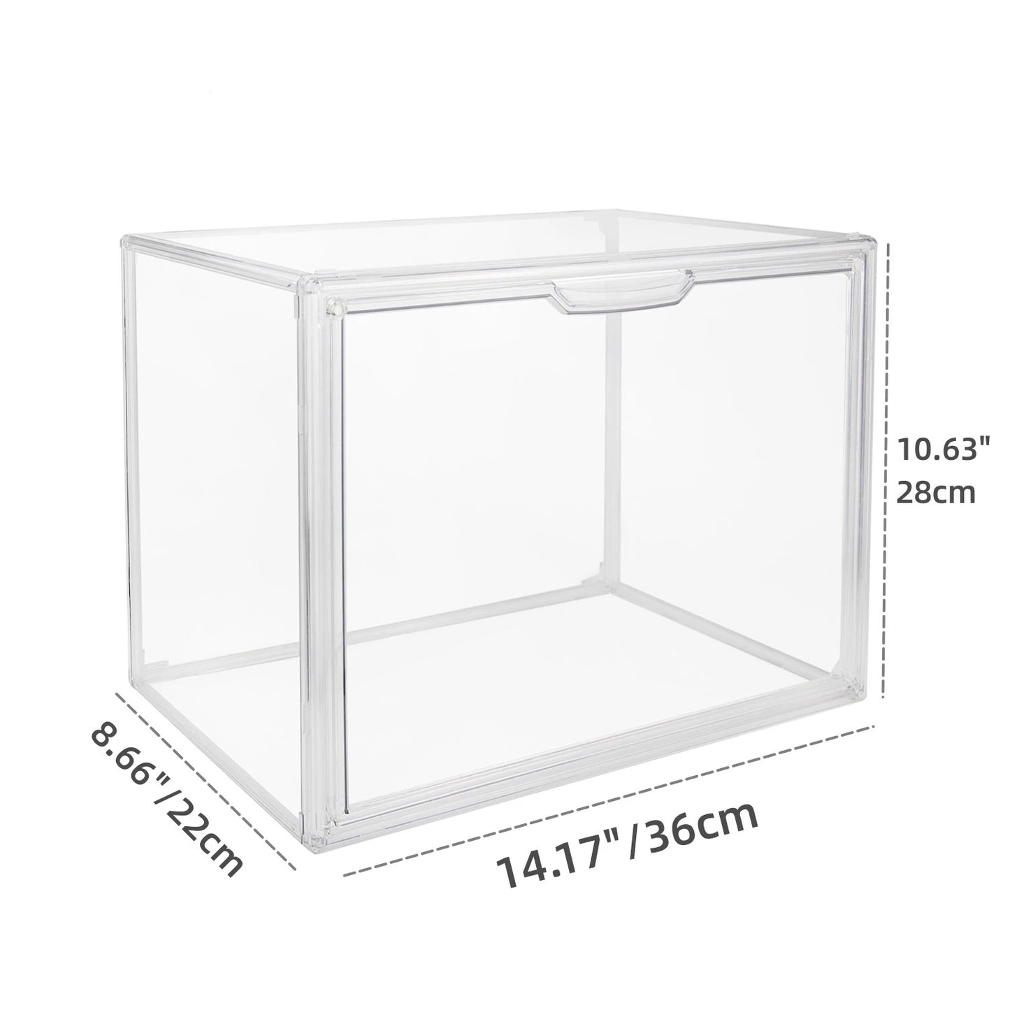4 Pack Clear Display Box Organizer Stackable with Magnetic Door Large Capacity Storage Box Purse Showcase For Book Collectibles