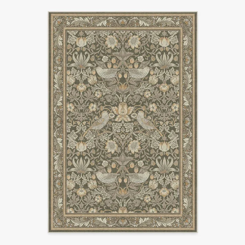 Living Room Carpet Large Size Bedroom Bedside Floor Mat Machine Washable Carpets Spring Flowers Plant Retro Home Decoration Rug