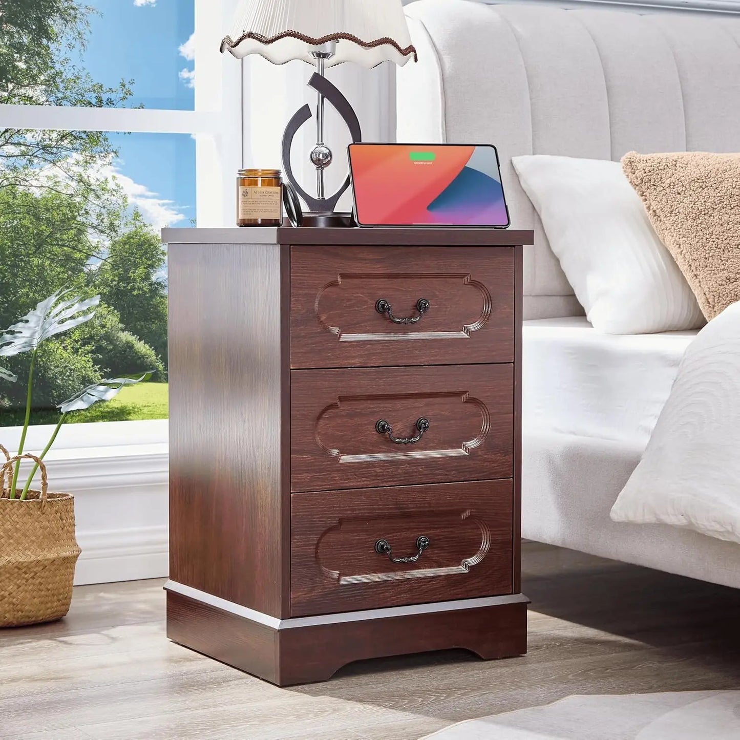 Dresser for Bedroom Farmhouse Cherry Wood Chest of Drawers for Bedroom Dresser, Rustic Wide Drawers Dressers