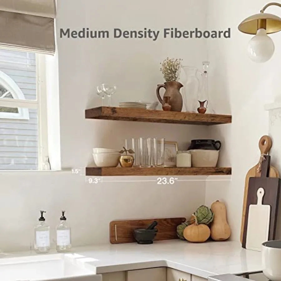 Floating Shelves for Wall 23.6 Long - Wall Mounted Shelf Bathroom Kitchen Living Room Bedroom Farmhouse Home Decor Display Book