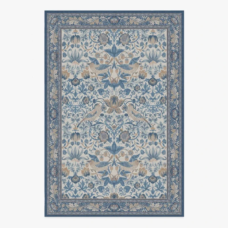 Living Room Carpet Large Size Bedroom Bedside Floor Mat Machine Washable Carpets Spring Flowers Plant Retro Home Decoration Rug