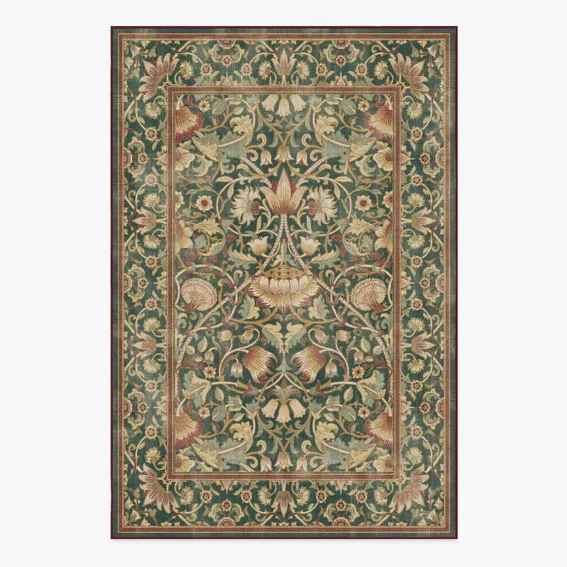 Living Room Carpet Large Size Bedroom Bedside Floor Mat Machine Washable Carpets Spring Flowers Plant Retro Home Decoration Rug