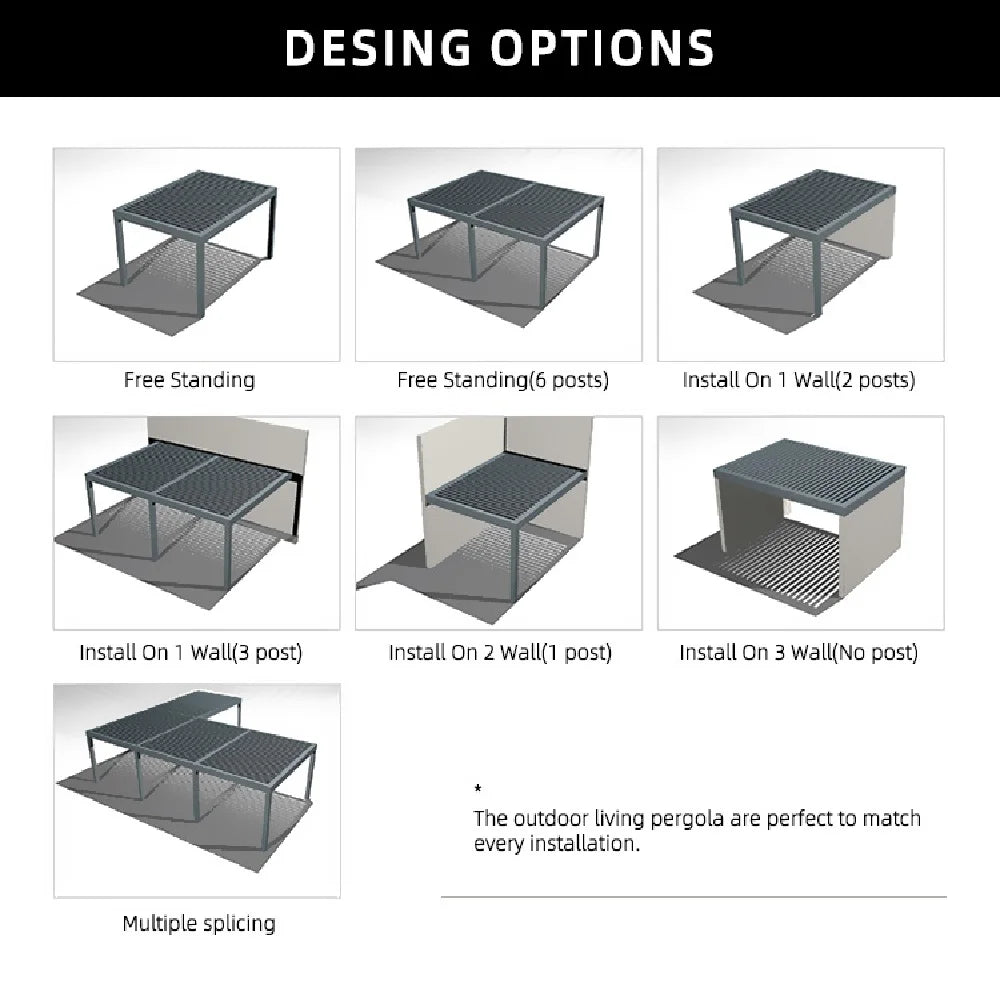 Aluminum Bioclimatic Pergola with Adjustable Louvers and Glass Sliding Doors – Ideal for Rooftop Lounges or Modern Balconies